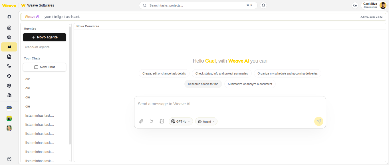 Weave AI - Assistente inteligente para produtividade e automações